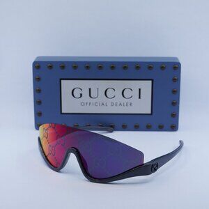 Gucci GG1650S 009 Shield Sunglasses - Ruthenium/Red Mirror
